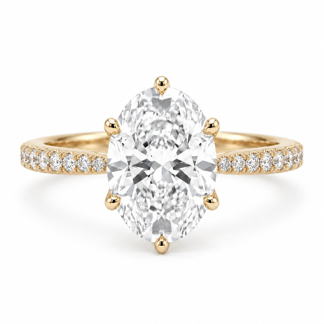 Lotus Lace Bold oval lab diamond engagement ring in 14K yellow gold