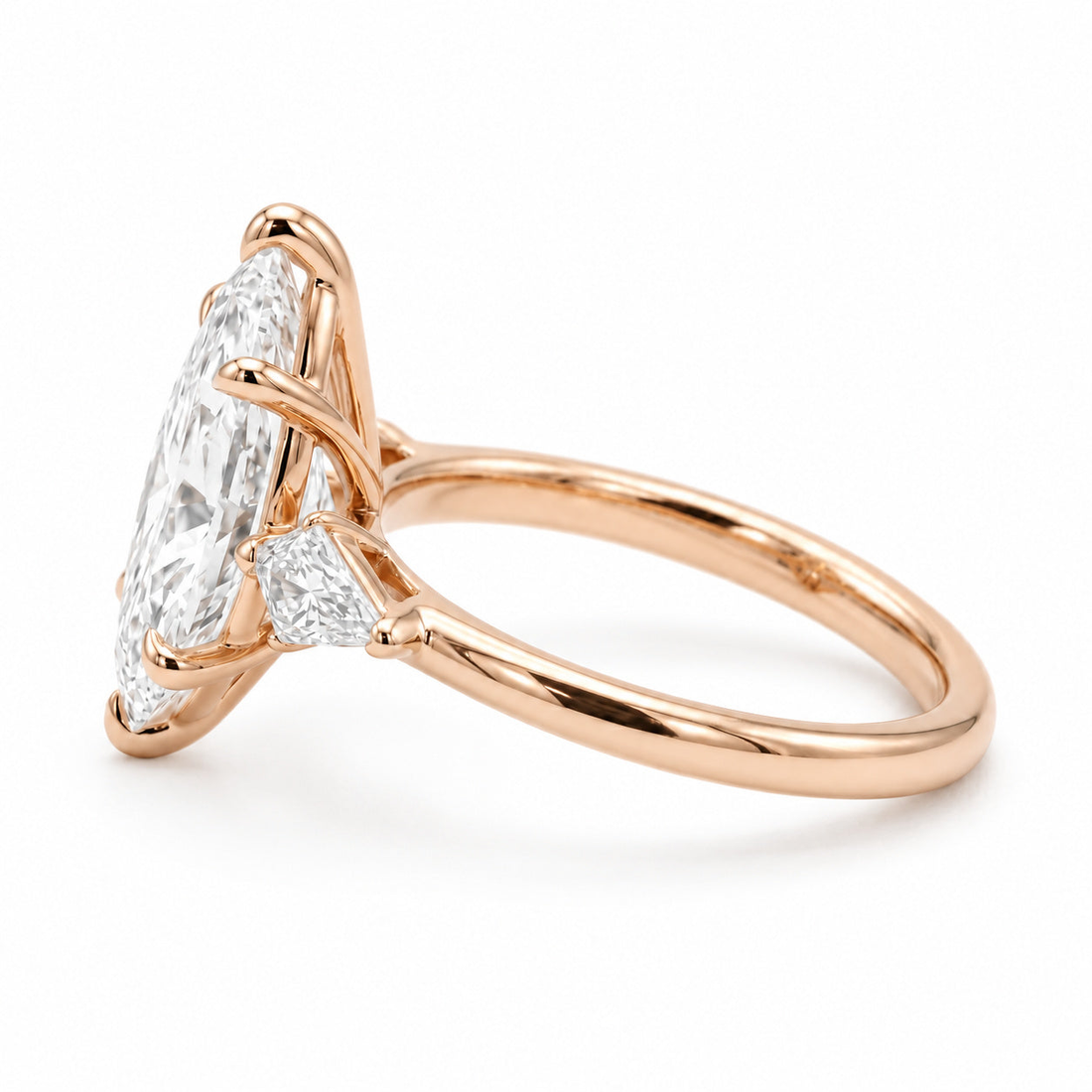 The Seraphine marquise lab diamond three-stone ring, view 9