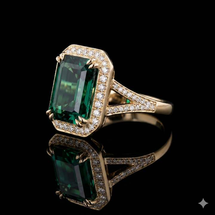 The Interlace — Split Pavé Emerald Halo