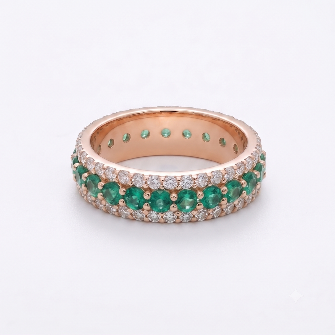 Colombian Emerald & Diamond Eternity Band (4mm, 2.50ctw)