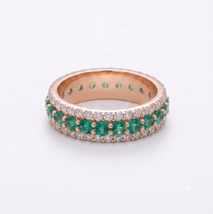 Colombian Emerald & Diamond Eternity Band (4mm, 2.50ctw)