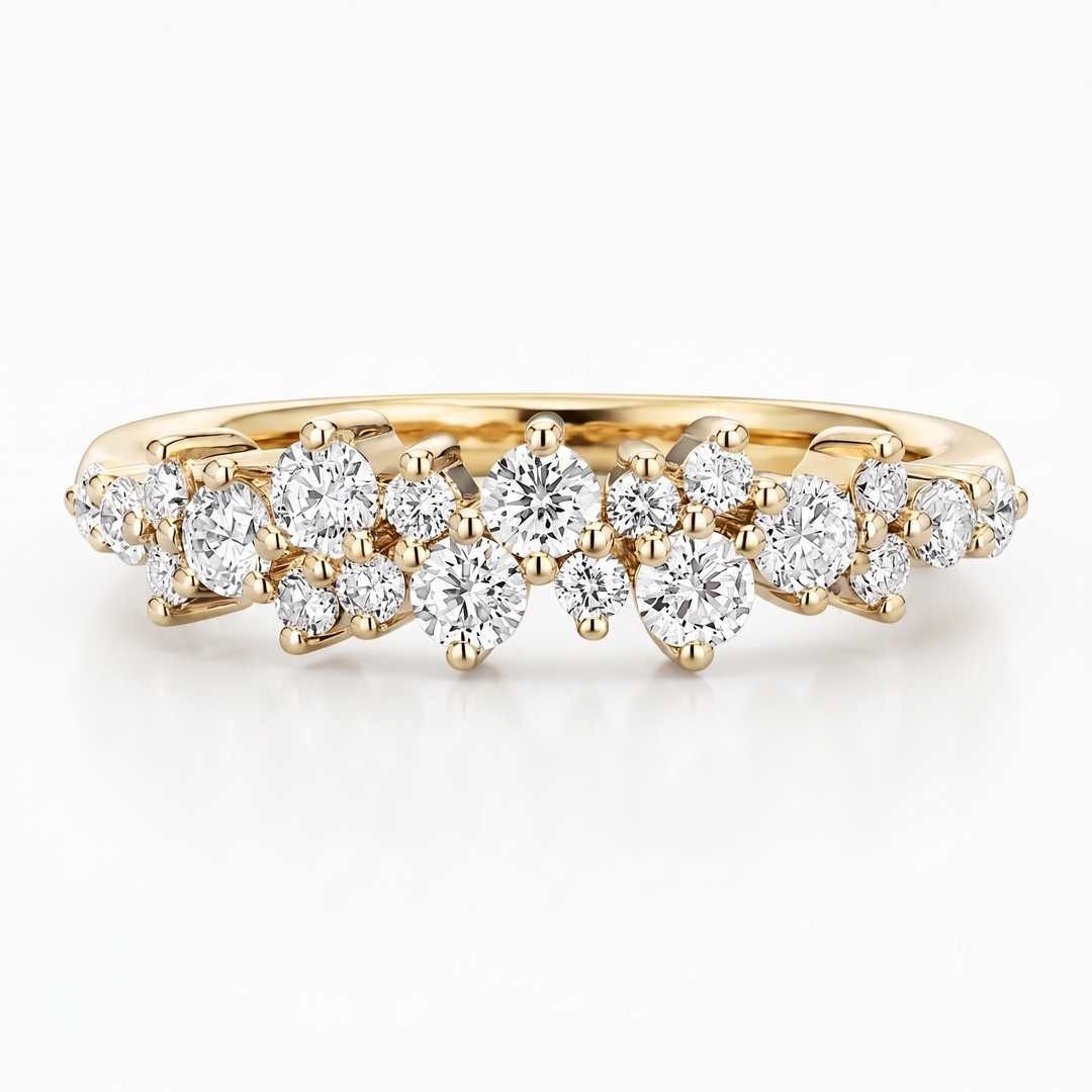 0.53ctw Diamond Cluster Wedding Band (4mm)