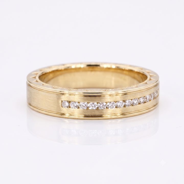Brushed Diamond Accent Band Ring (3.5mm)