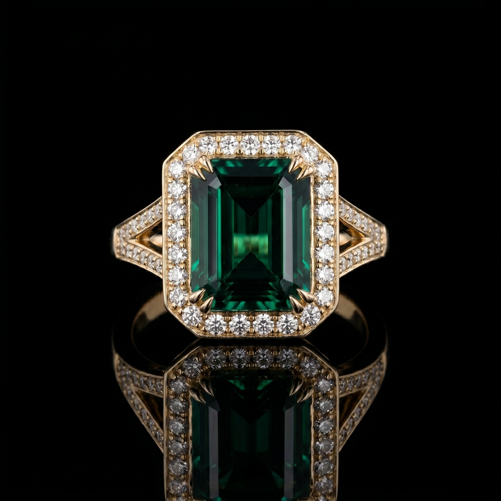 The Interlace — Split Pavé Emerald Halo