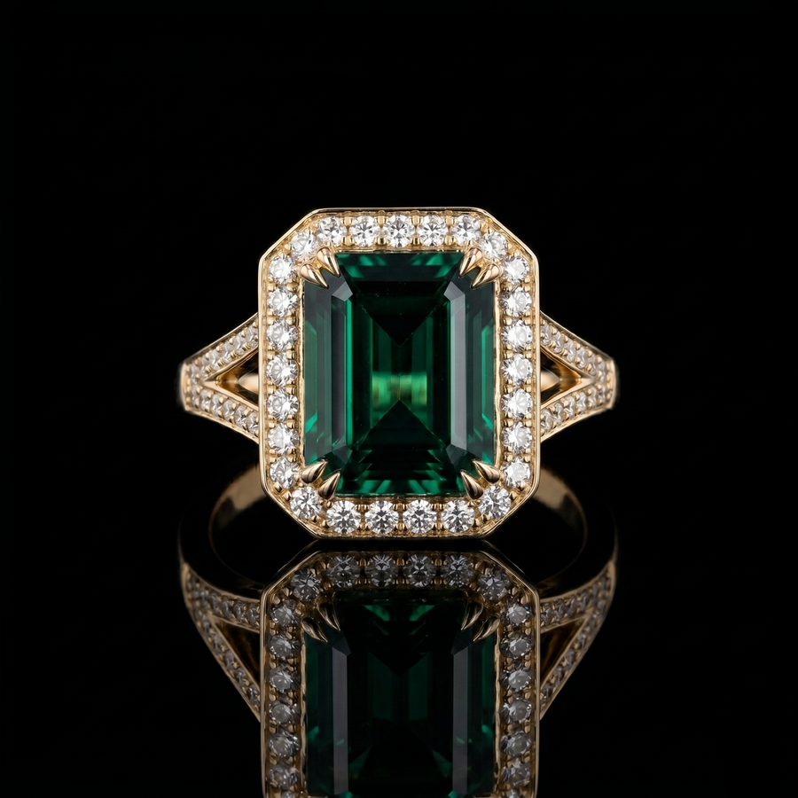 The Interlace — Split Pavé Emerald Halo