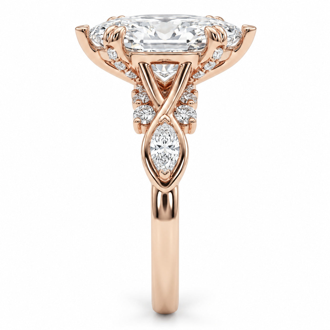 The Sovereign Crest marquise lab diamond engagement ring, view 10