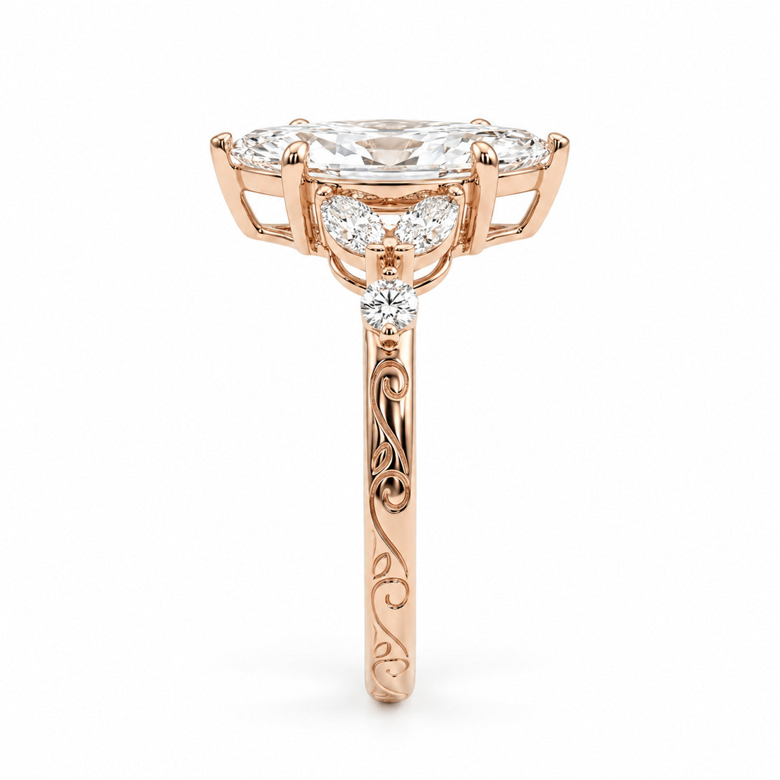 The Rapunzel marquise lab diamond engagement ring, view 9