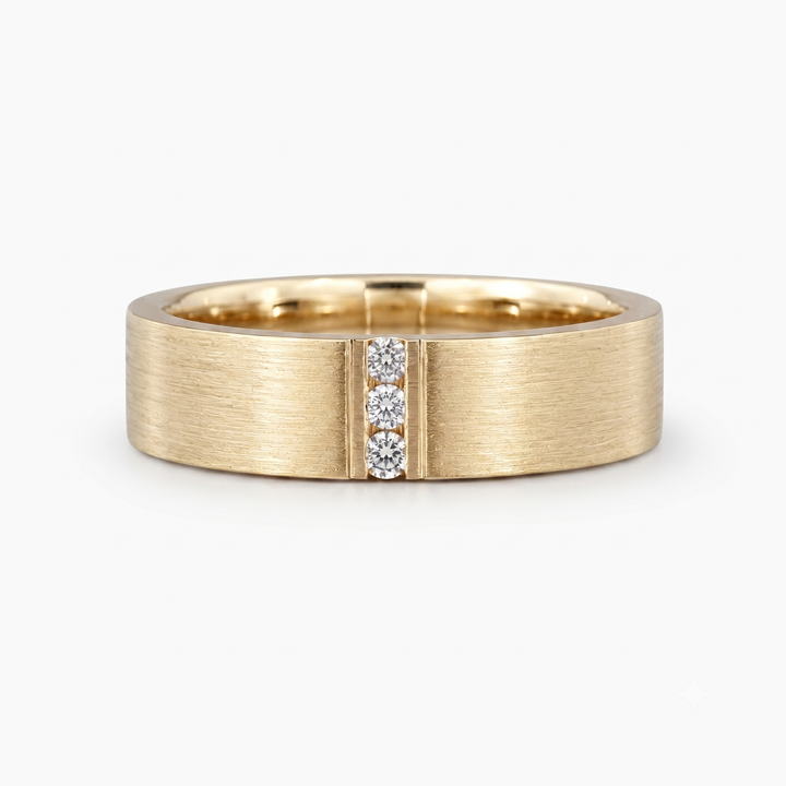Brushed Vertical Diamond Accent Band Ring (3.5mm)