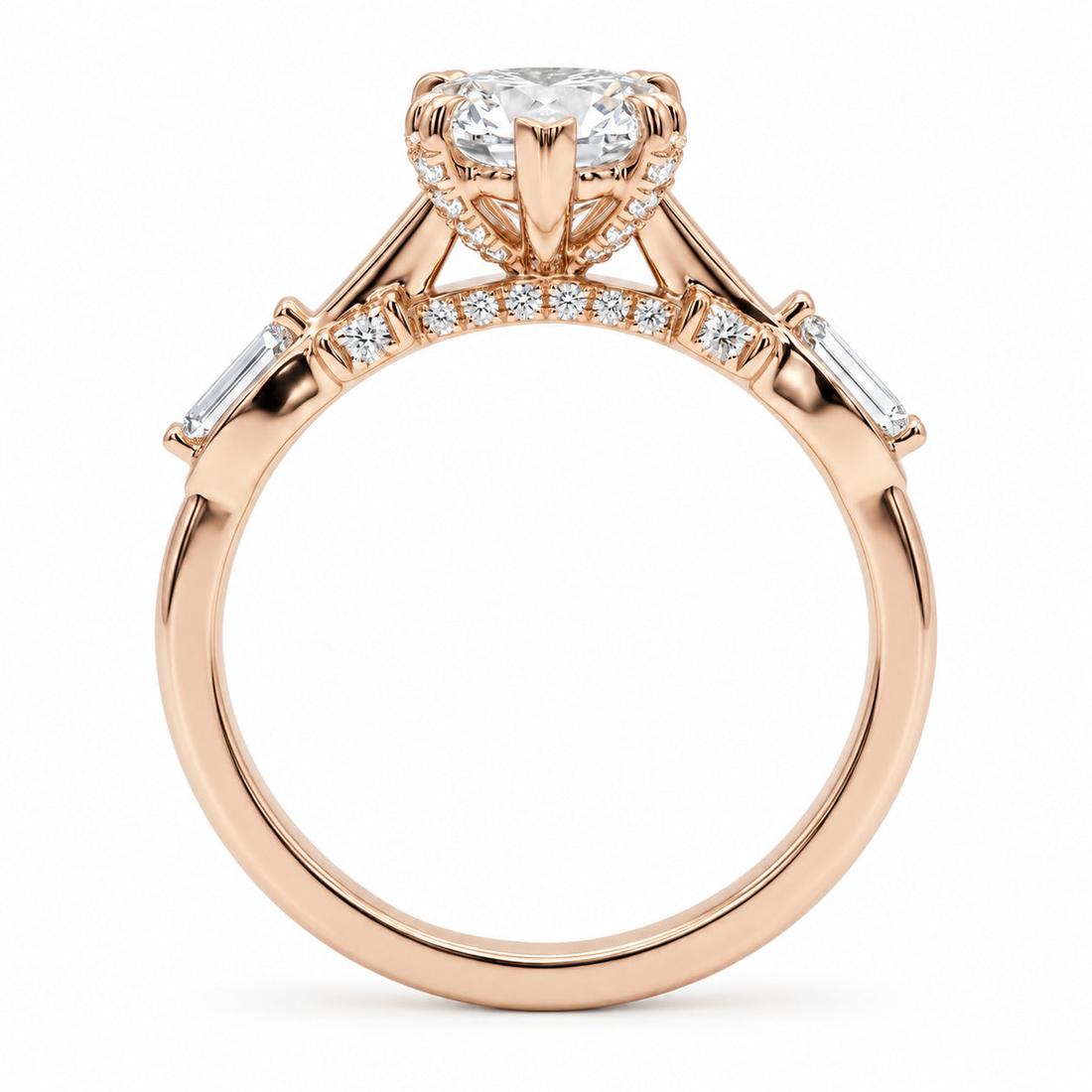 The Sovereign Crest marquise lab diamond engagement ring, view 11