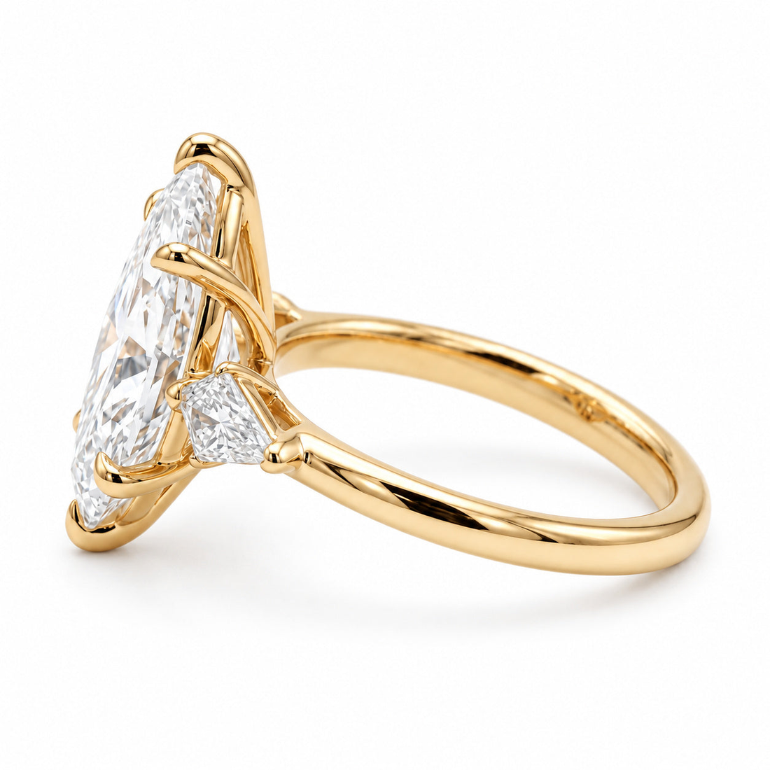 The Seraphine marquise lab diamond three-stone ring, view 2