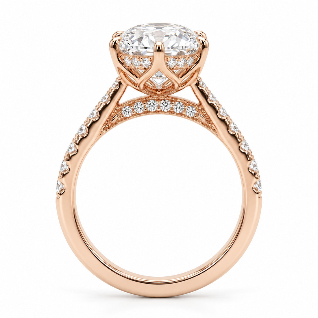 Lotus Lace Bold oval lab diamond engagement ring, view 9