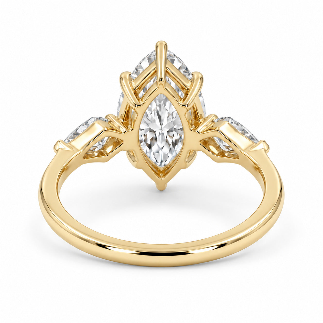 The Seraphine marquise lab diamond three-stone ring, view 3