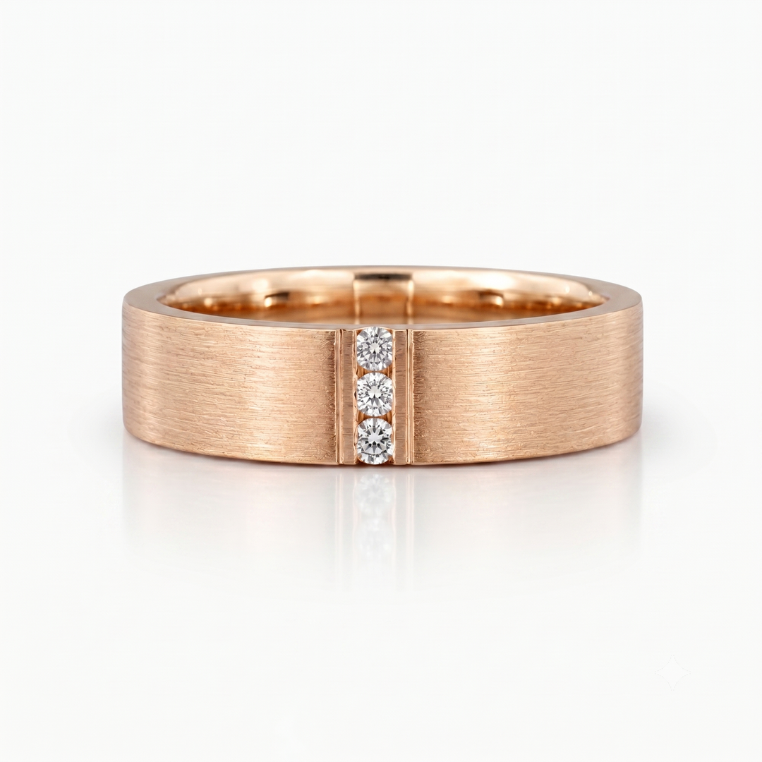 Brushed Vertical Diamond Accent Band Ring (3.5mm)