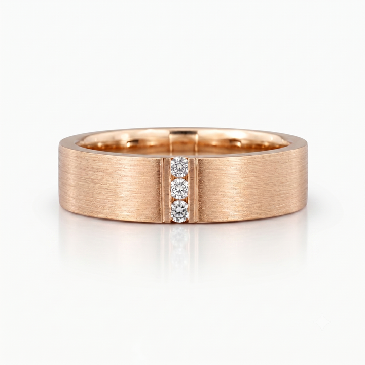 Brushed Vertical Diamond Accent Band Ring (3.5mm)