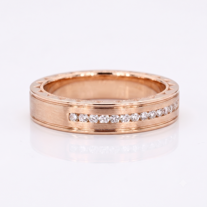 Brushed Diamond Accent Band Ring (3.5mm)