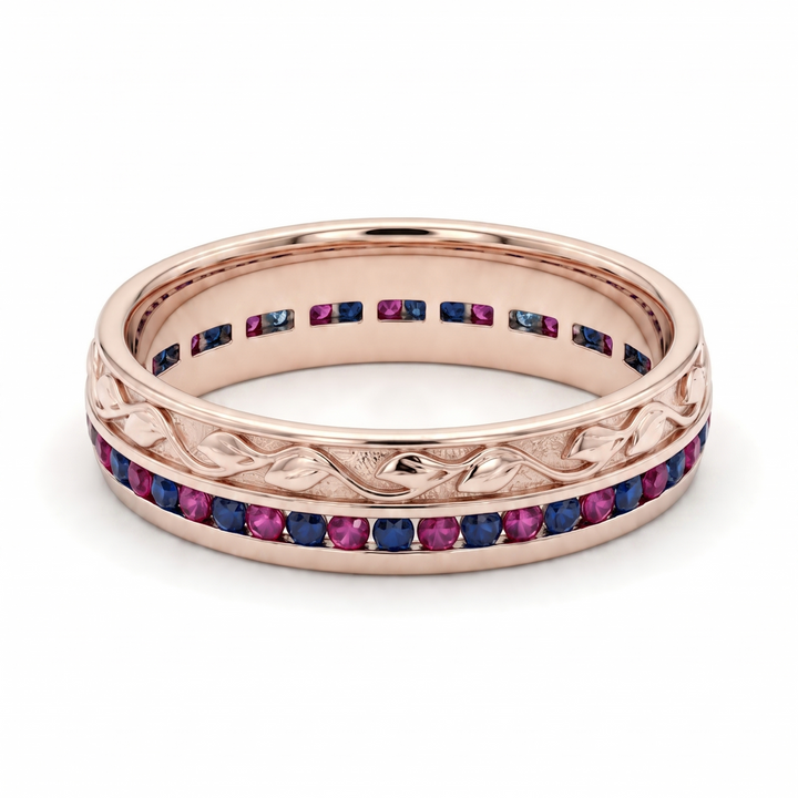 "Ruby & Sapphire" Channel-Set Wedding Band, 5mm