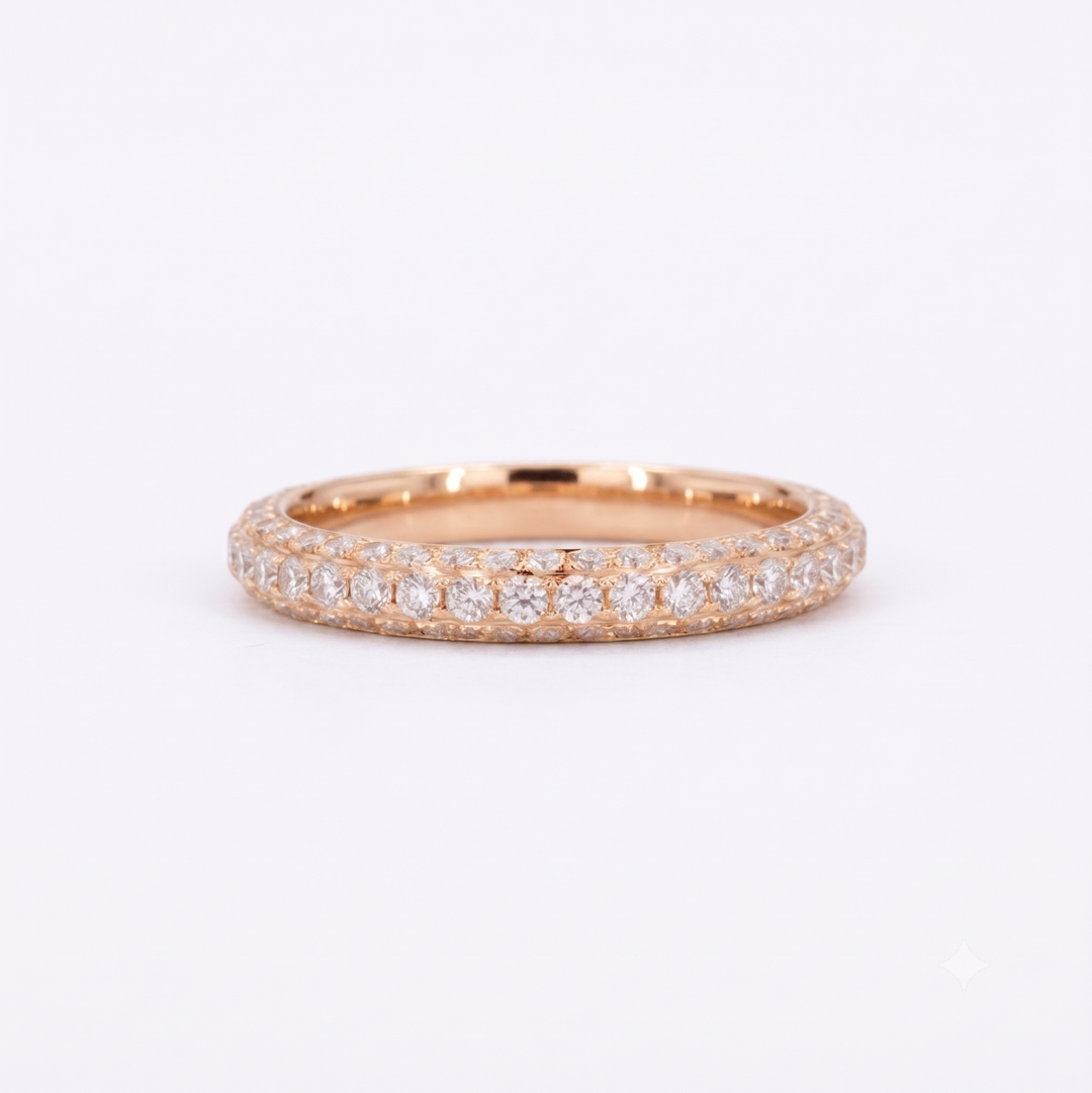 1.20ctw Three-Row Diamond 3/4 Eternity Band (3mm)