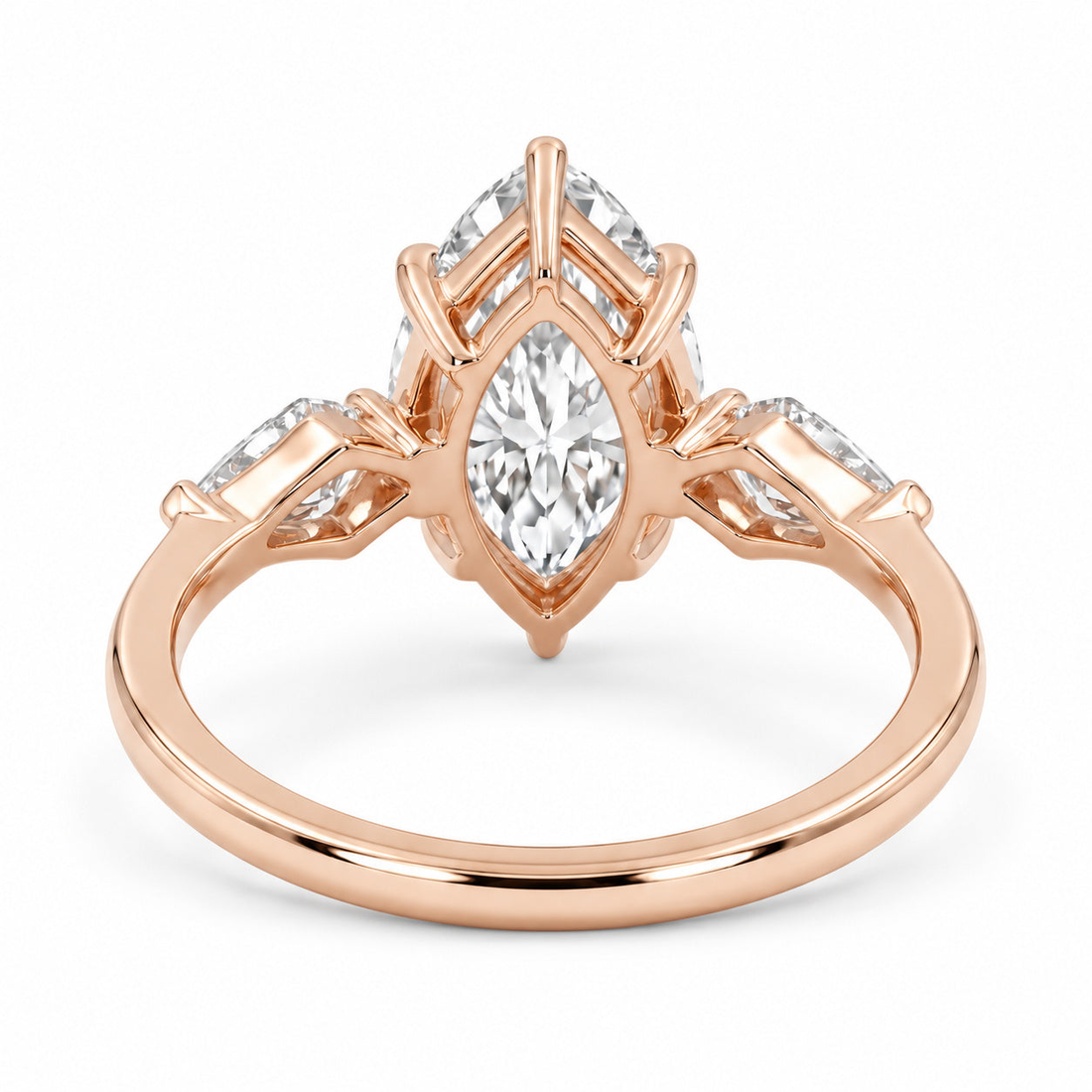 The Seraphine marquise lab diamond three-stone ring, view 10