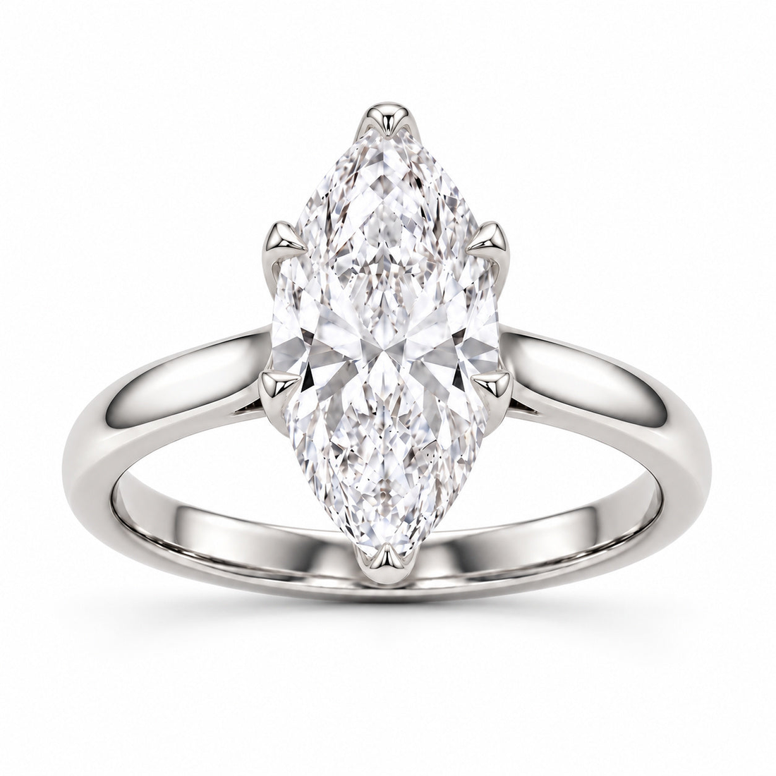 The Lotus marquise lab diamond engagement ring in platinum