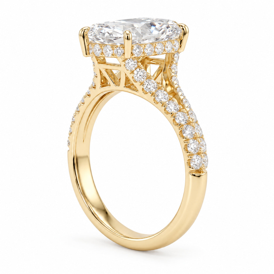 The Interlace marquise lab diamond split band engagement ring, view 6