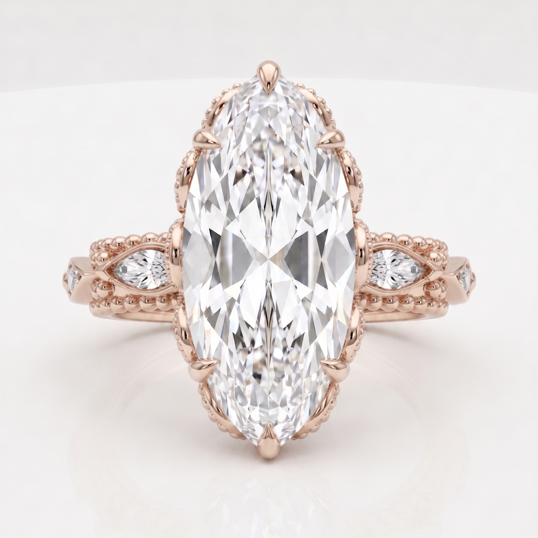 2.75ct Moval Diamond Ring with Vintage Milgrain, "The Juliette"