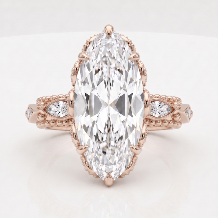 2.75ct Moval Diamond Ring with Vintage Milgrain, "The Juliette"