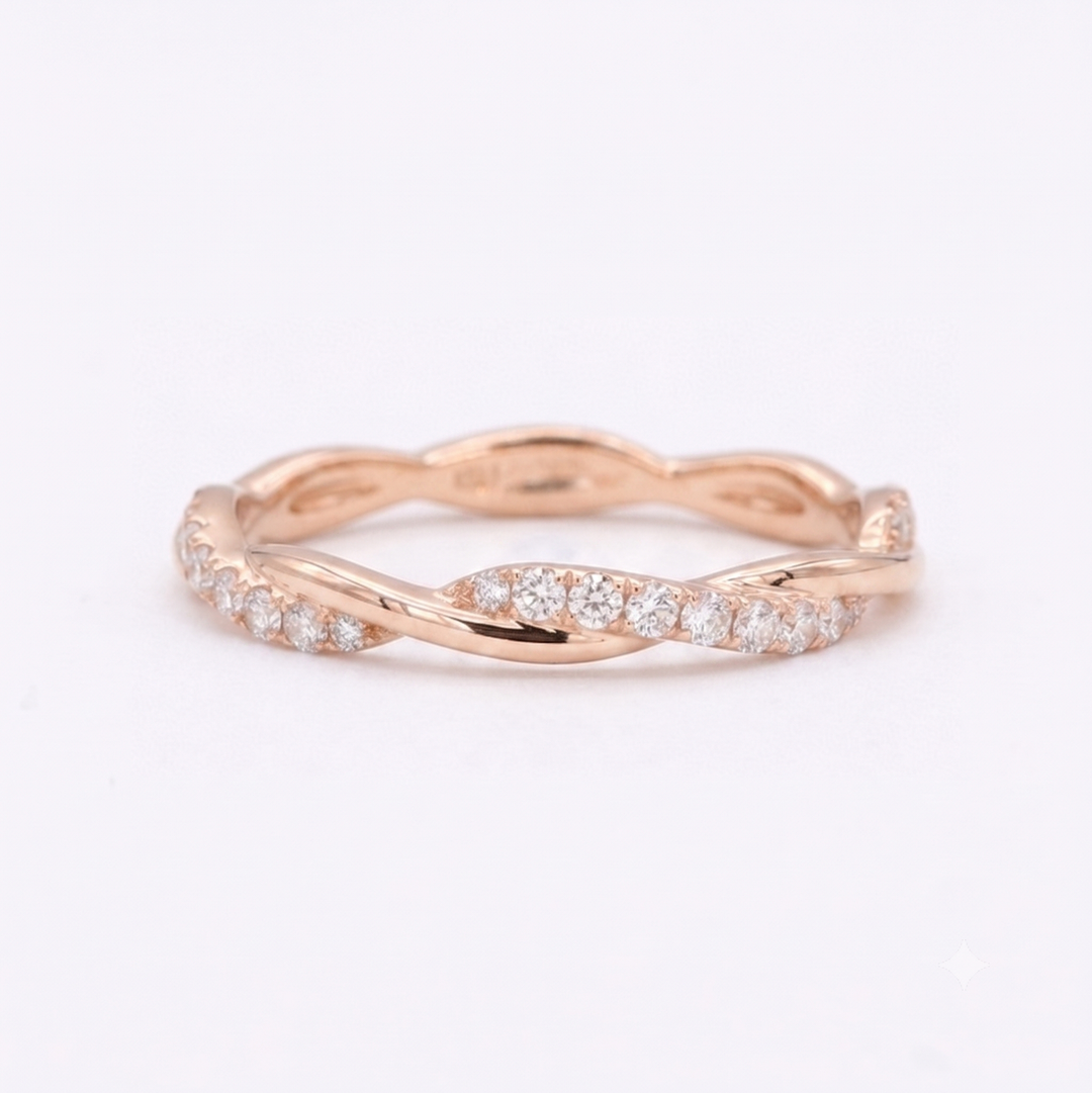 The Vine Twist — 1.8mm Diamond Wedding Band (0.20ctw)