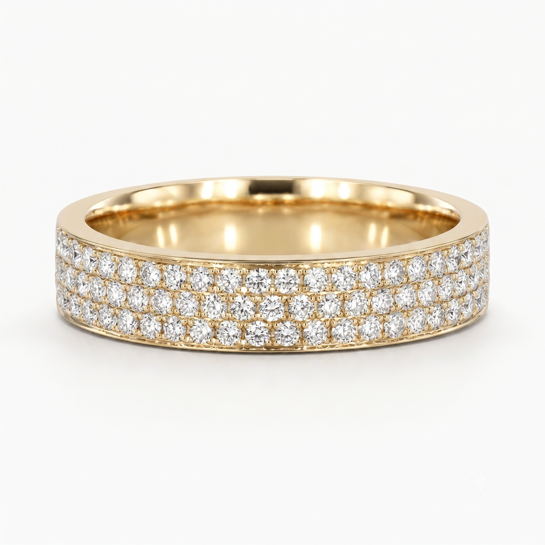 5mm Triple-Row Pavé Diamond Band