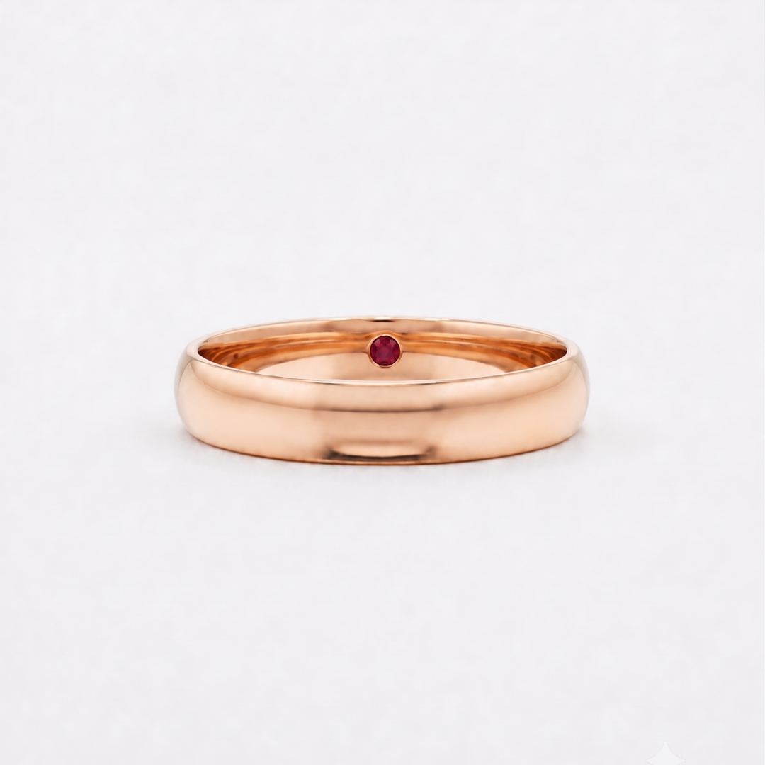 Custom Birthstone Inlay Band Ring – 3mm High Polish