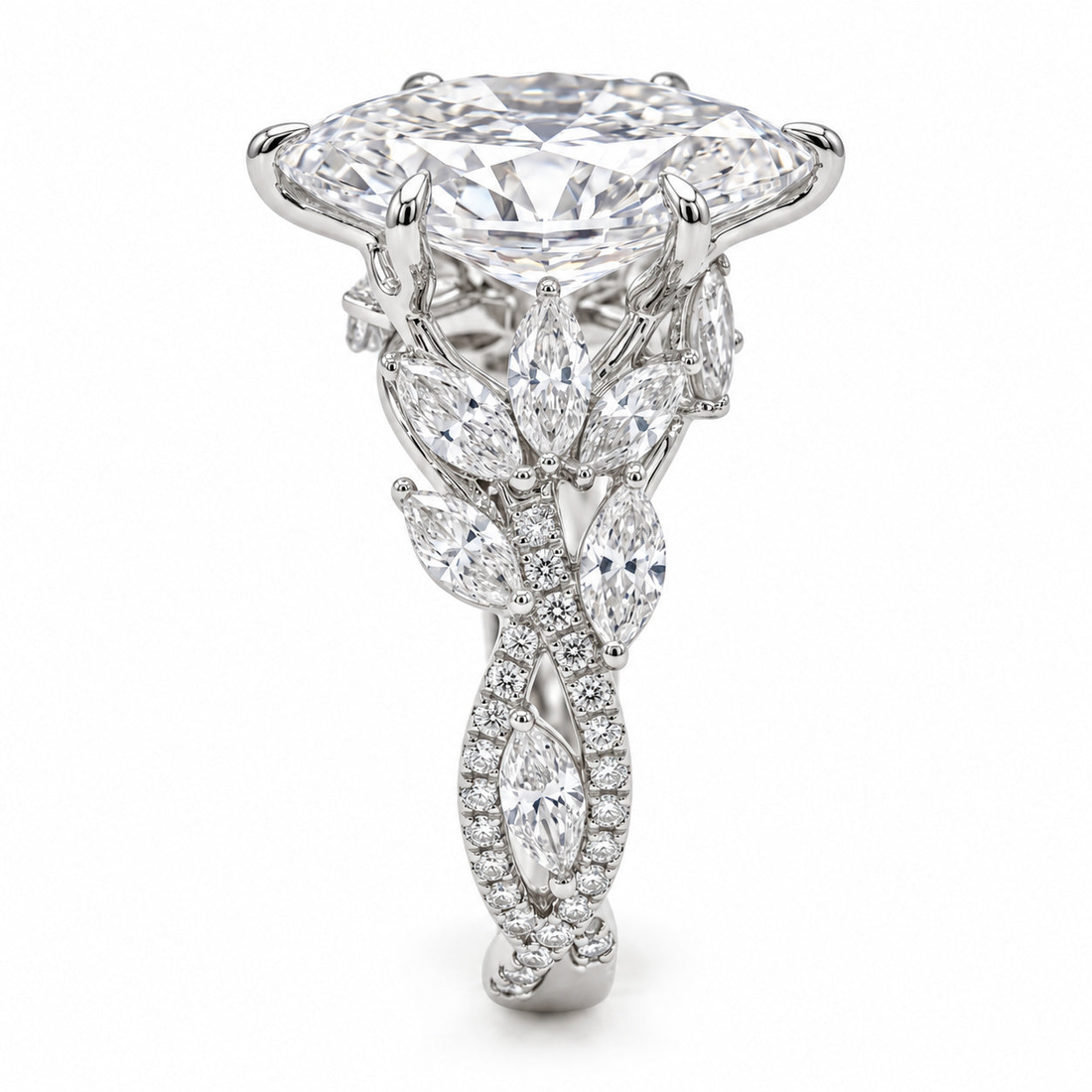 The Gardenia marquise lab diamond vine engagement ring, view 2