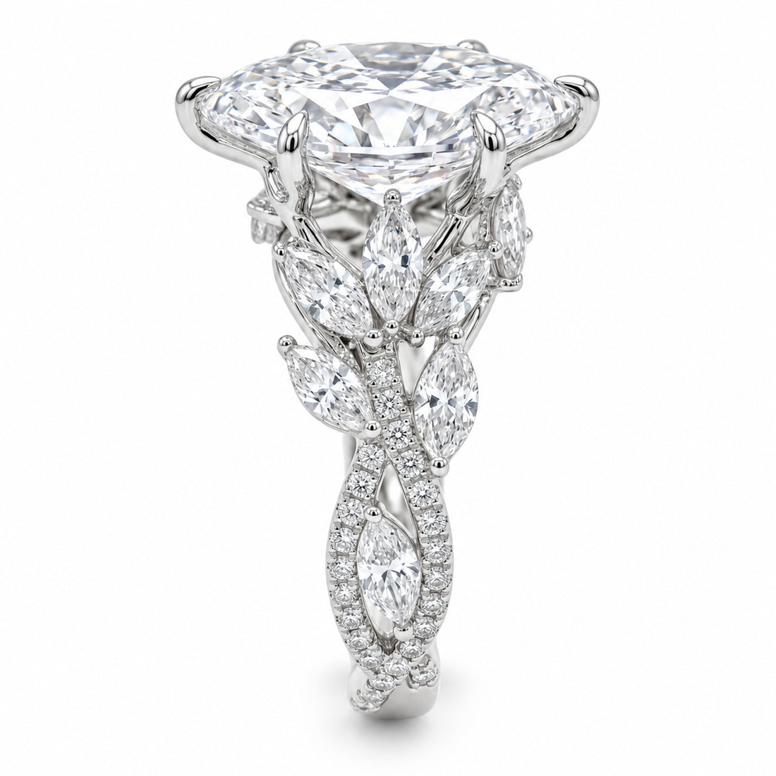 The Gardenia marquise lab diamond vine engagement ring, view 14