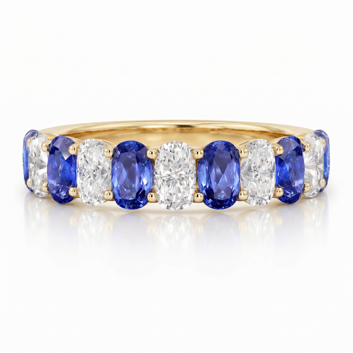 3.35ctw Oval Blue Sapphire & Diamond Half-Eternity Band (5mm)