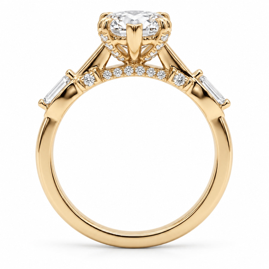 The Sovereign Crest marquise lab diamond engagement ring, view 8