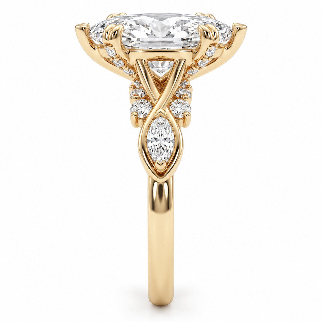 The Sovereign Crest marquise lab diamond engagement ring, view 7