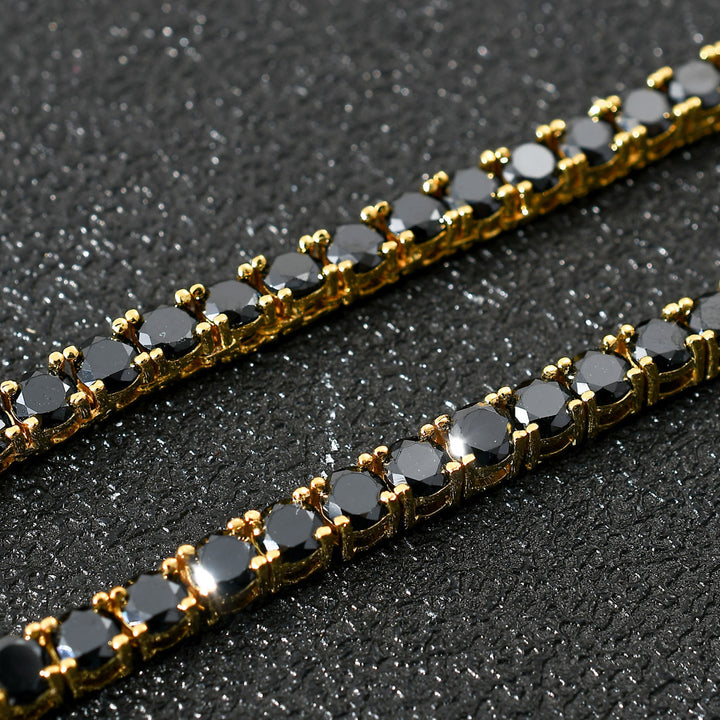 5mm Black Moissanite Tennis Chain in White/Yellow Gold plated S925 Solid Silver