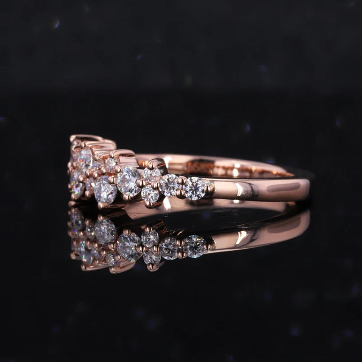 Cluster Round Cut Moissanite Wedding Ring in 14k Solid Rose Gold