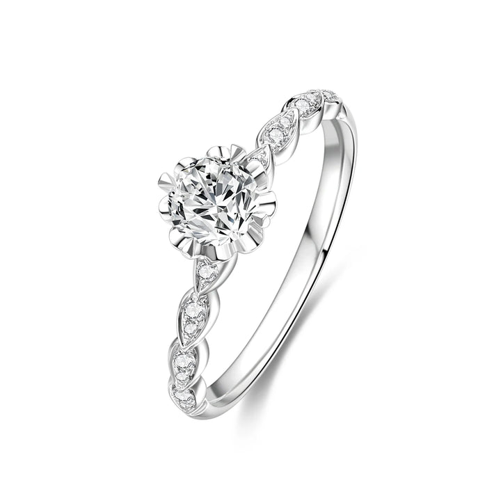 0.50ct Round Lab-Grown Diamond Solitaire Ring with Teardrop Band in White Gold
