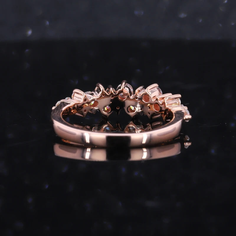 Cluster Round Cut Moissanite Wedding Ring in 14k Solid Rose Gold