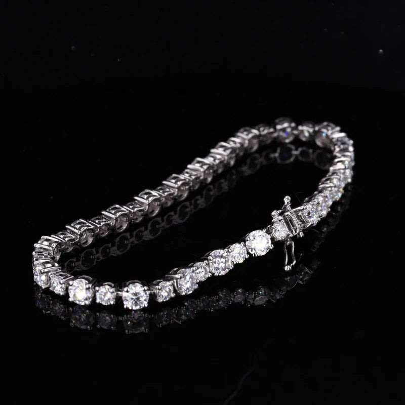 4mm Alternating Round Cut Diamond Tennis Bracelet in 14K Solid Yellow/White Gold