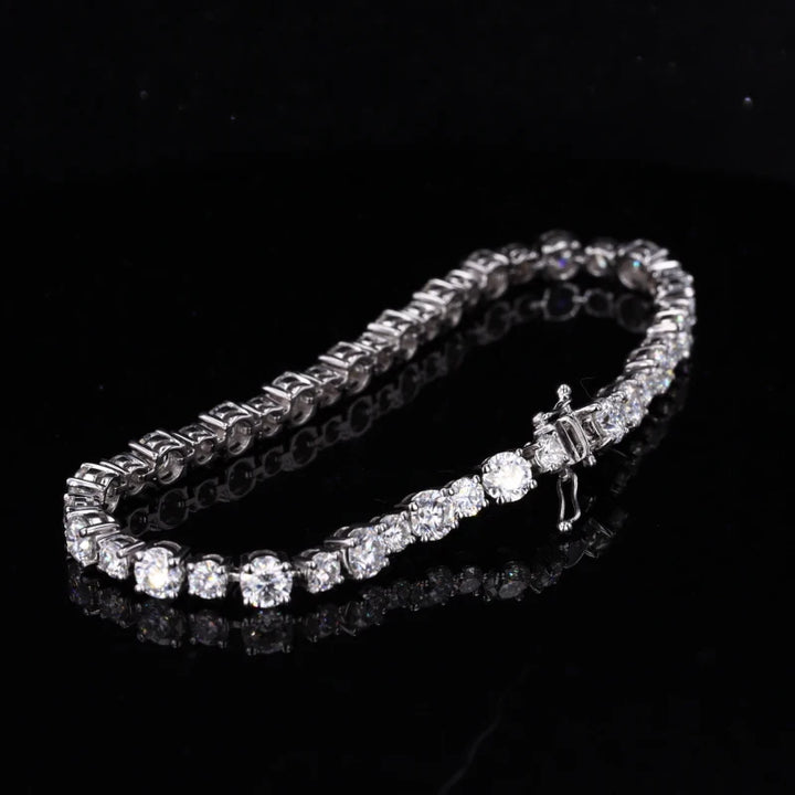 4mm Alternating Round Cut Diamond Tennis Bracelet in 14K Solid Yellow/White Gold