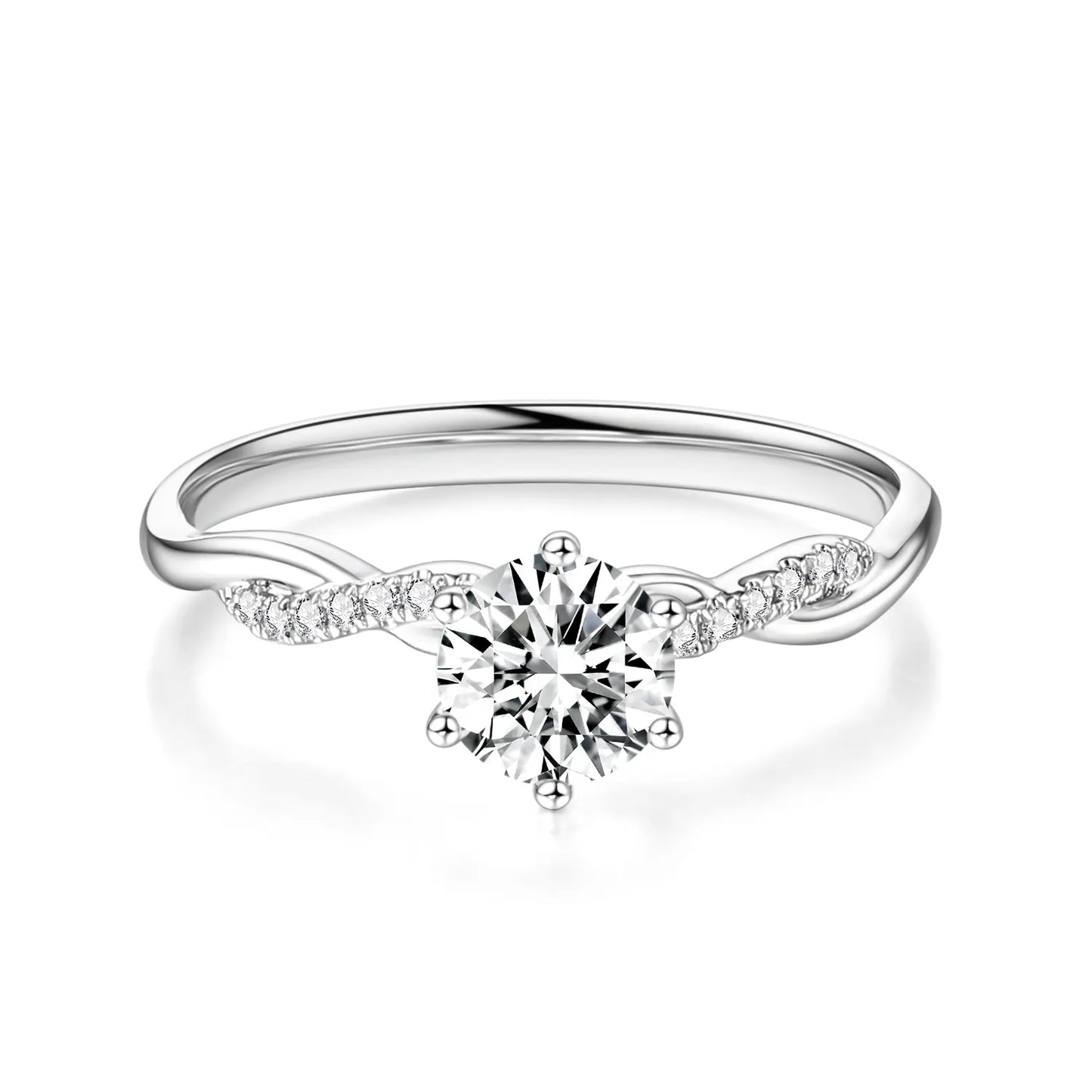 0.50ct Round Lab-Grown Diamond Solitaire Ring with Twisted Band in White Gold