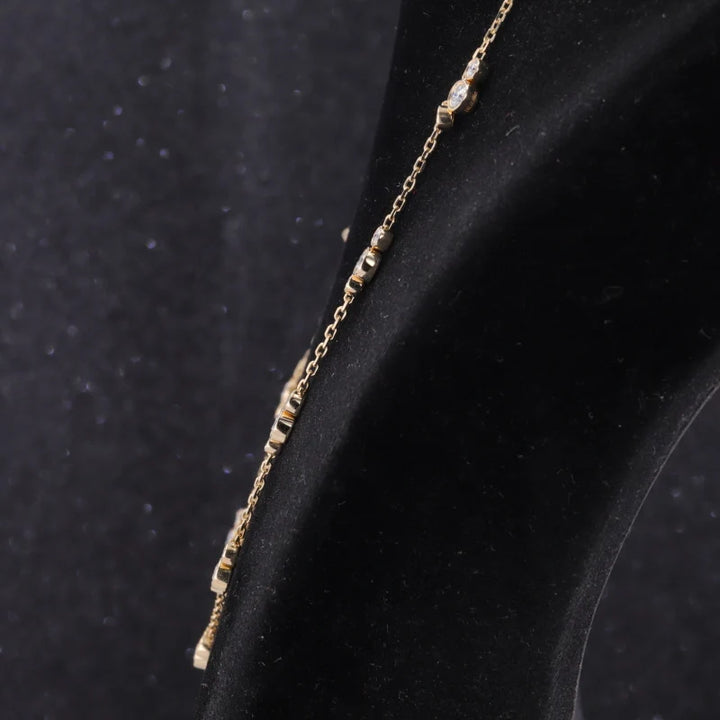 Round Moissanite Triple-Charm Necklace in 14K Solid Yellow Gold