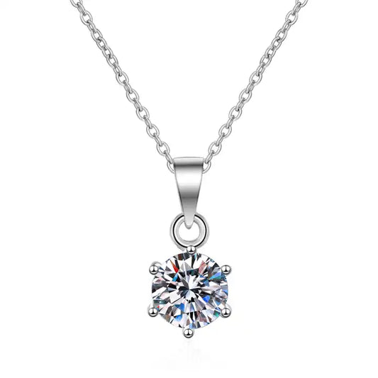 Moissanite Pendant Necklace in Platinum plated 925 silver