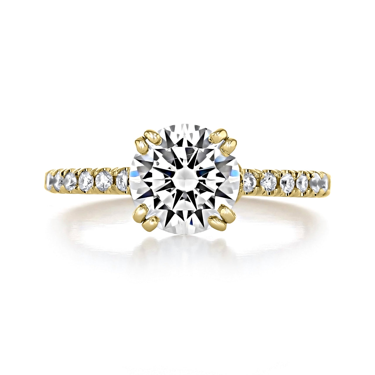 Round Moissanite Engagement Ring in Yellow Gold-Plated 925 Silver