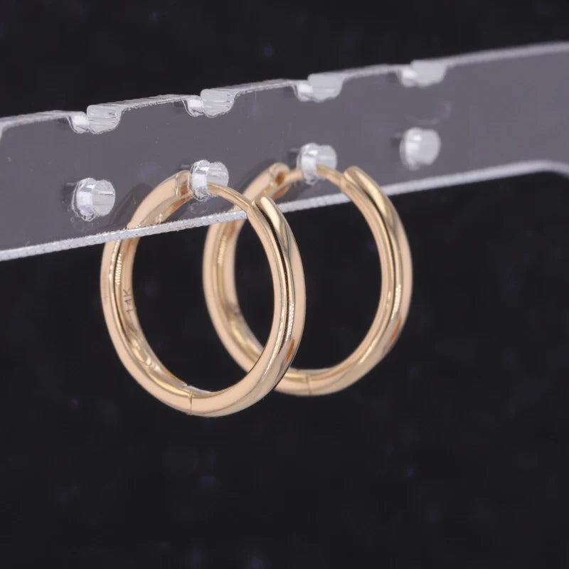 Classic gold hoop earrings 15mm, view 5