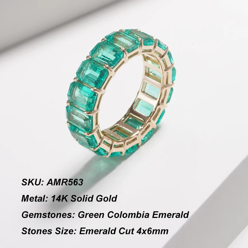 Emerald Eternity Ring Collection in 14K Solid Yellow Gold