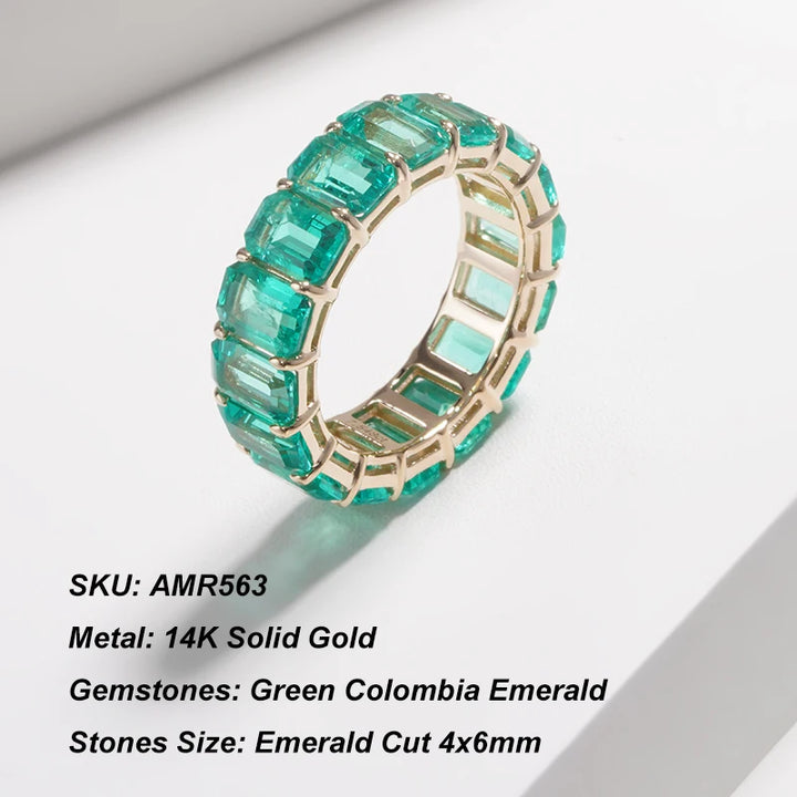 Emerald Eternity Ring Collection in 14K Solid Yellow Gold