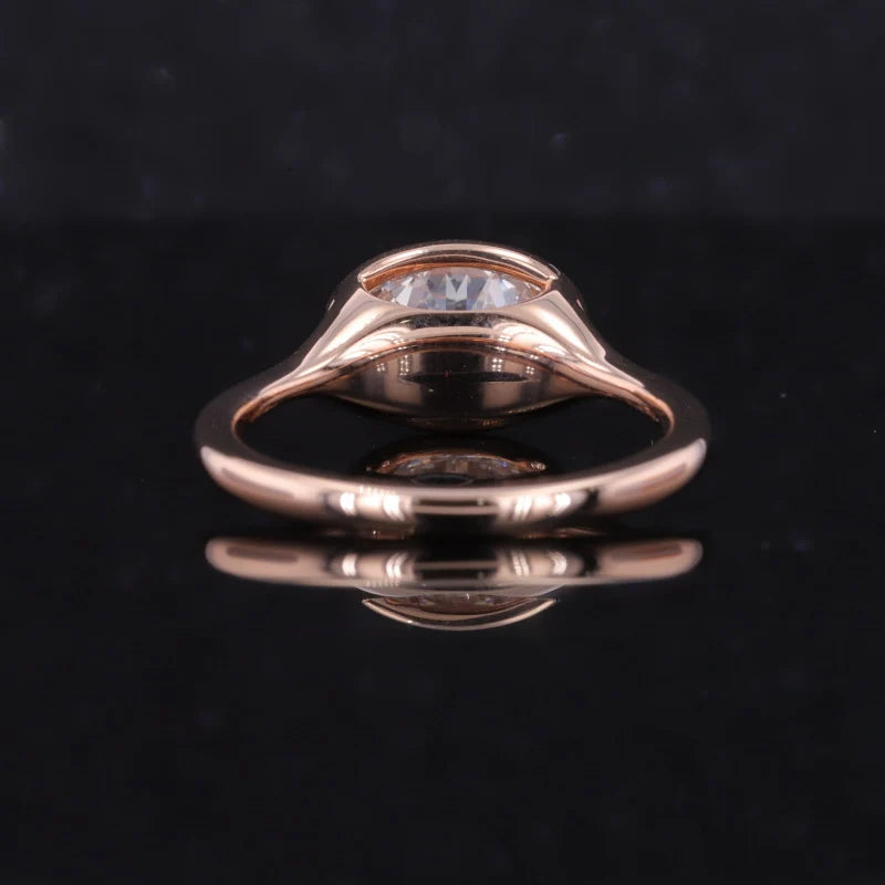 2.50ct Oval Lab-Grown Diamond East-to-West Bezel Set Ring in Rose Gold