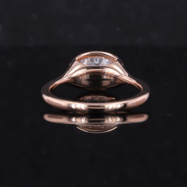 2.50ct Oval Lab-Grown Diamond East-to-West Bezel Set Ring in Rose Gold