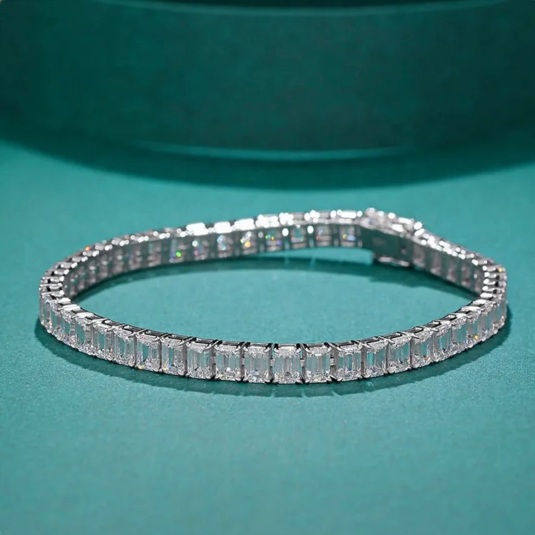 Emerald (Vertical) Diamond 14k Gold Tennis Bracelet/Chain